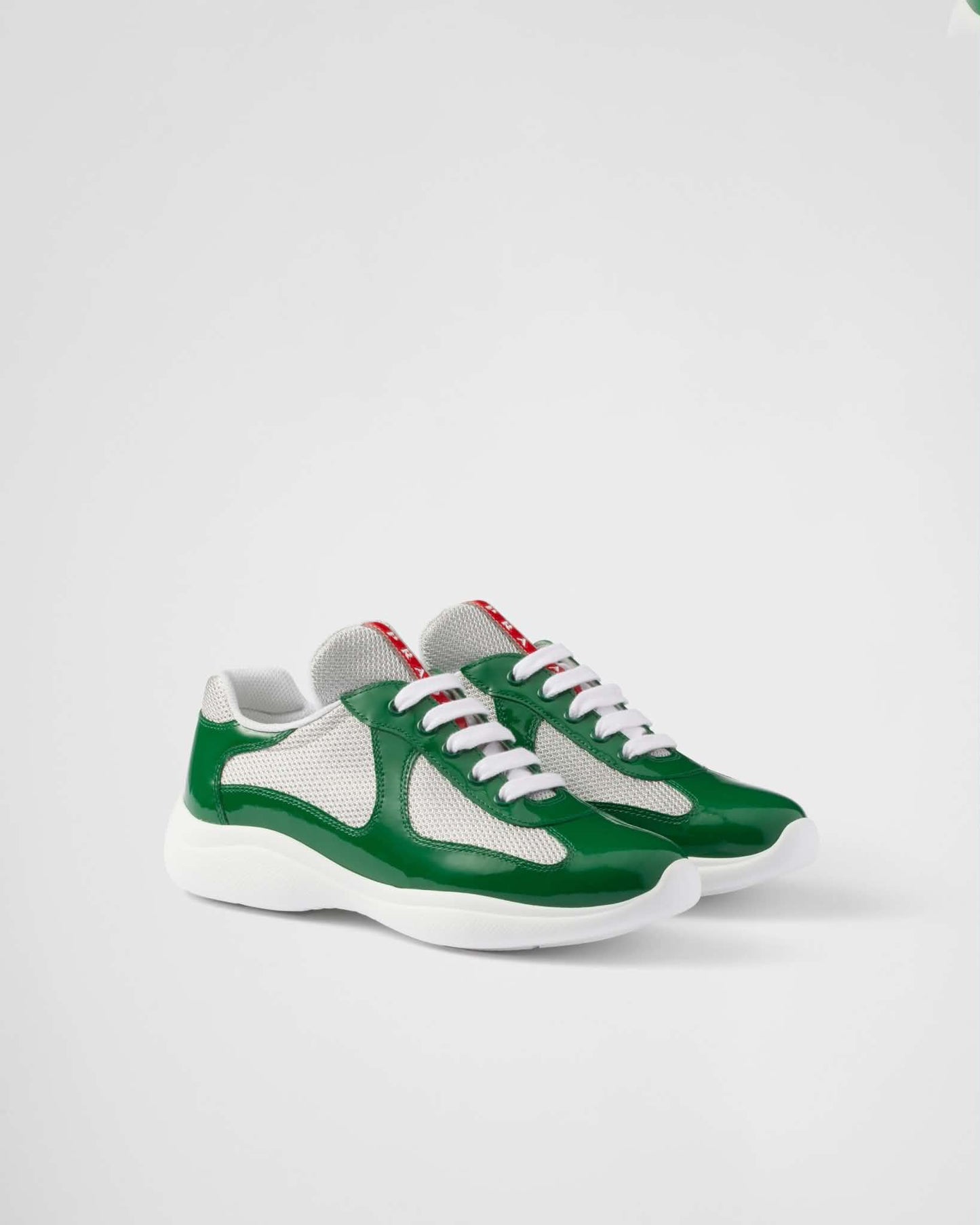 BASKETS PRADA AMERICA'S CUP EN CUIR VERNI VERT