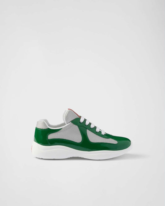 BASKETS PRADA AMERICA'S CUP EN CUIR VERNI VERT
