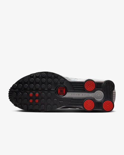 New Nike Shox R4 Shoes - Metallic Silver/ Black/ Picante Red