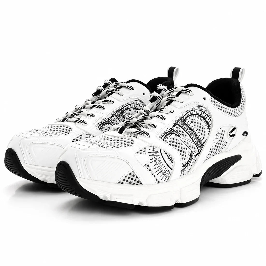 SNEAKERS BLANCHE & NOIRE – DESIGN GRAPHIQUE PREMIUM