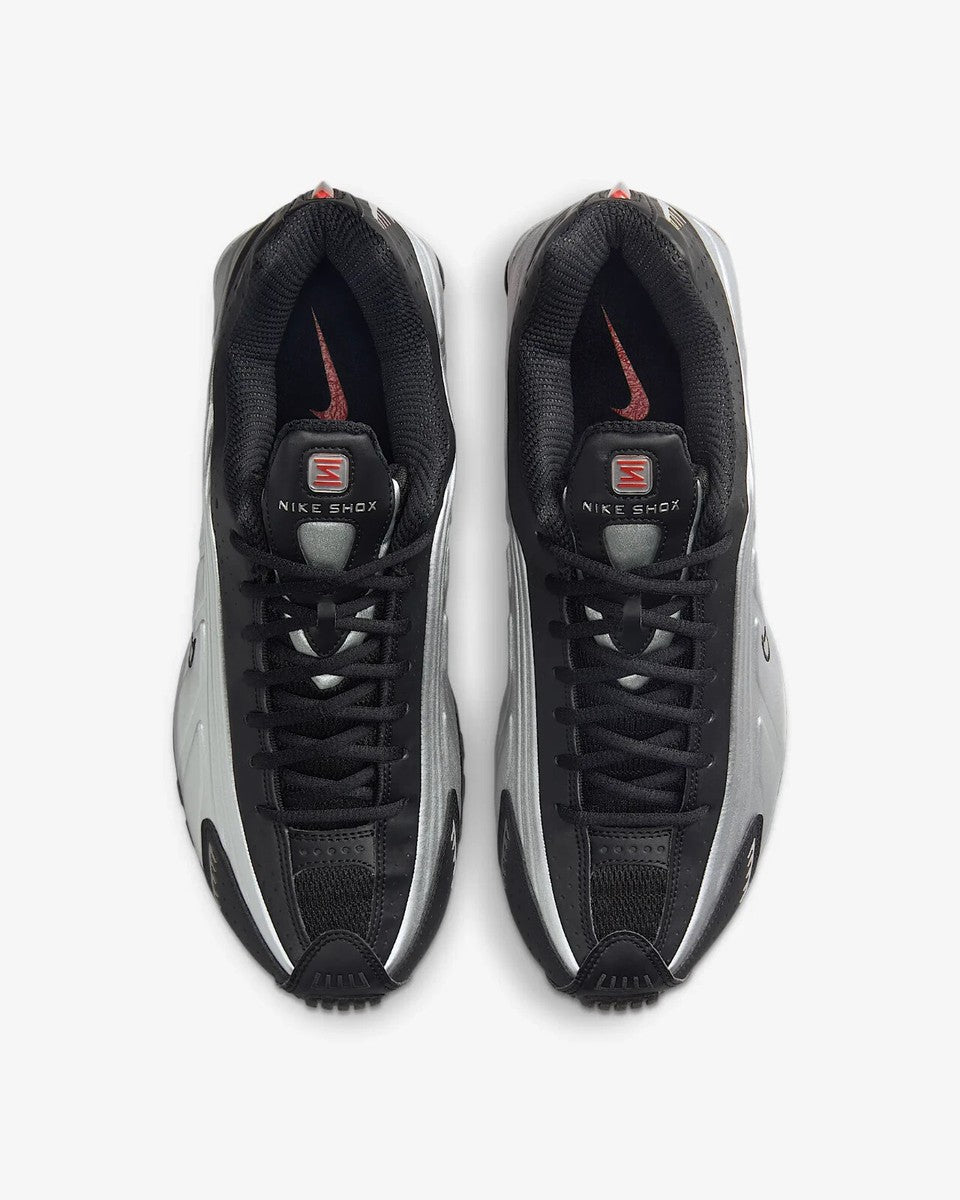 New Nike Shox R4 Shoes - Metallic Silver/ Black/ Picante Red