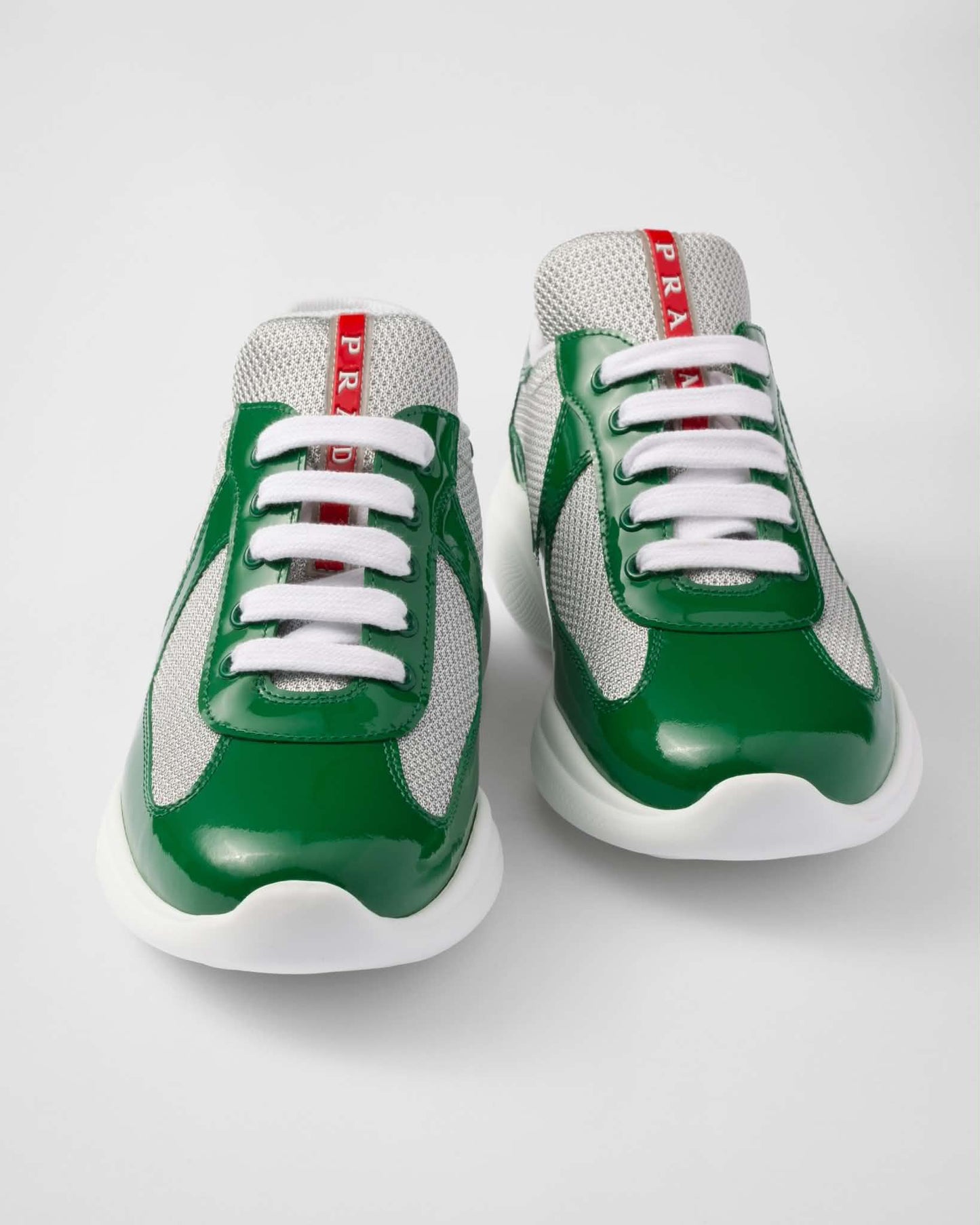 BASKETS PRADA AMERICA'S CUP EN CUIR VERNI VERT