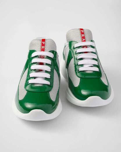 BASKETS PRADA AMERICA'S CUP EN CUIR VERNI VERT