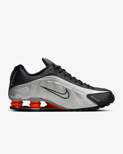 New Nike Shox R4 Shoes - Metallic Silver/ Black/ Picante Red
