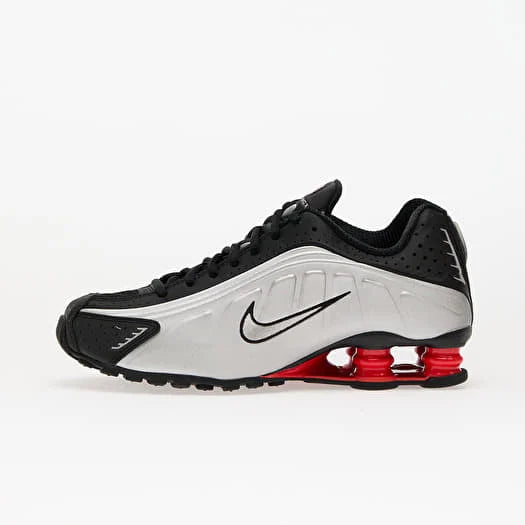 New Nike Shox R4 Shoes - Metallic Silver/ Black/ Picante Red