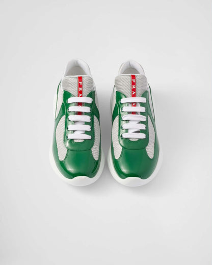 BASKETS PRADA AMERICA'S CUP EN CUIR VERNI VERT
