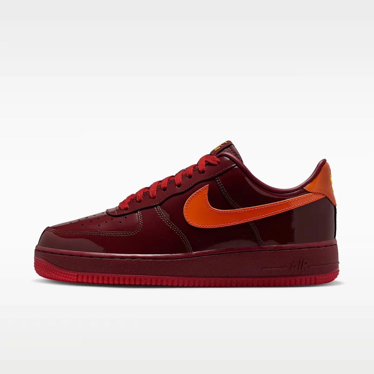 AIR FORCE 1 LOW PATENT LEATHER DARK TEAM RED SAFETY ORANGE